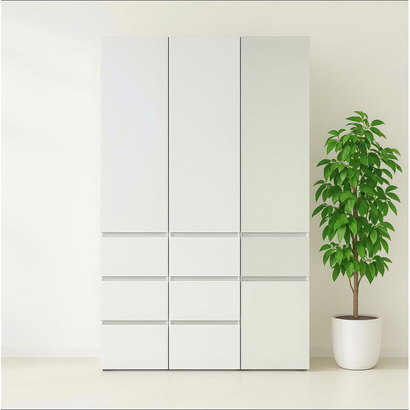 Système de placard modulaire en bois avec miroir Elise