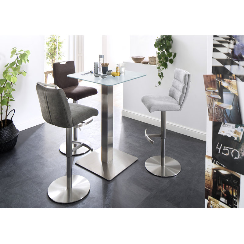 Michaella Glass Top Metal Base Dining Table, Pure white matt