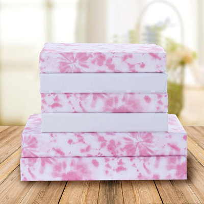 Elegant Comfort Aria 6-Piece Spiral Tie-Dye Microfiber Sheet Set, Soft, Fade And Wrinkle Resistant, Fitted Sheet With Smart Pockets