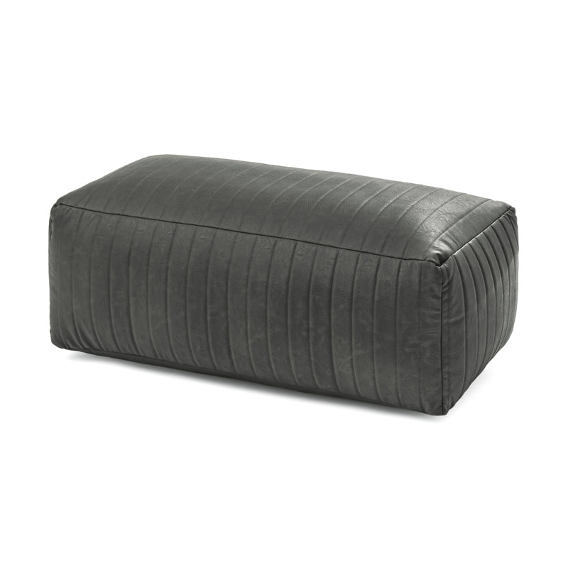 Florence 17" Gray Bench Upholstered Pouf Ottoman, Gray 