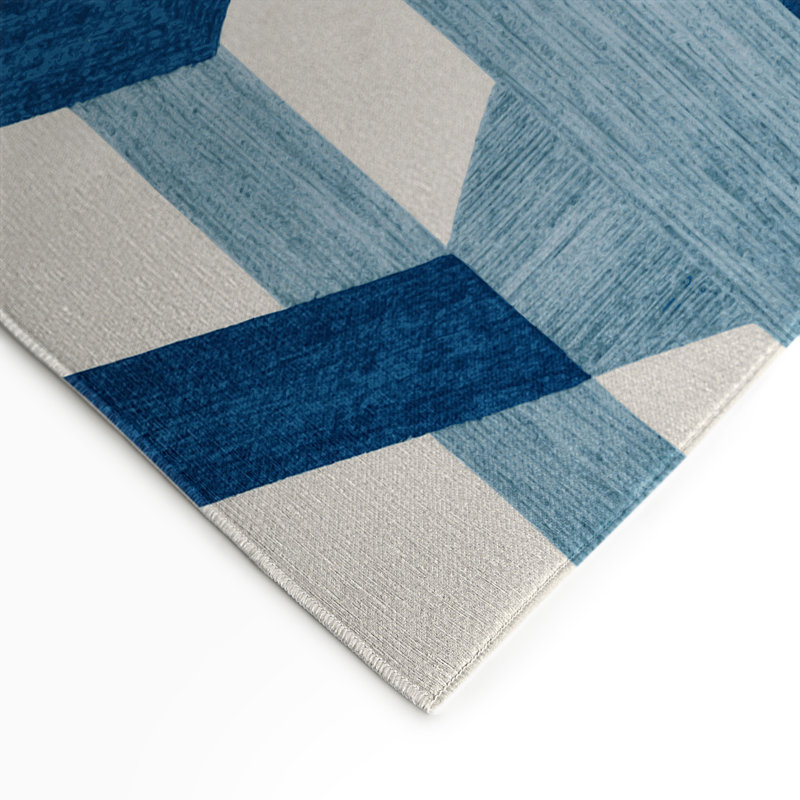 Tapis d'intérieur et d'extérieur à carreaux bleu, Rectangle 5 pi x 7 pi