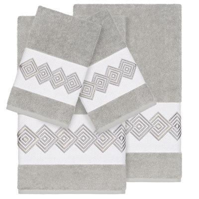 Noah Embellished 4 Piece Turkish Cotton Towel Set