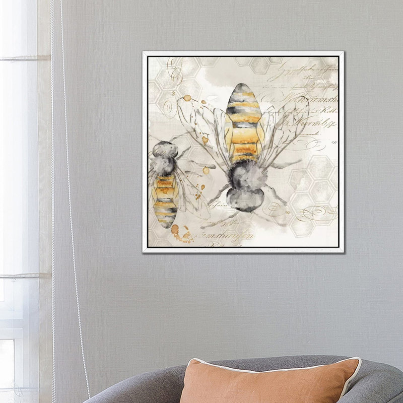 Queen Bee I by Eva Watts - Print on Canvas, White Framed, 66.04 cm H x 66.04 cm W