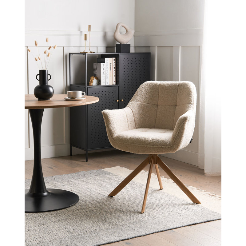 50cm H Tufted Polyester Upholstered Metal Upholstered Back Side Chair, Beige