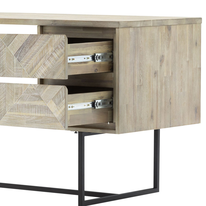 Solid Wood Steel Writing Desk