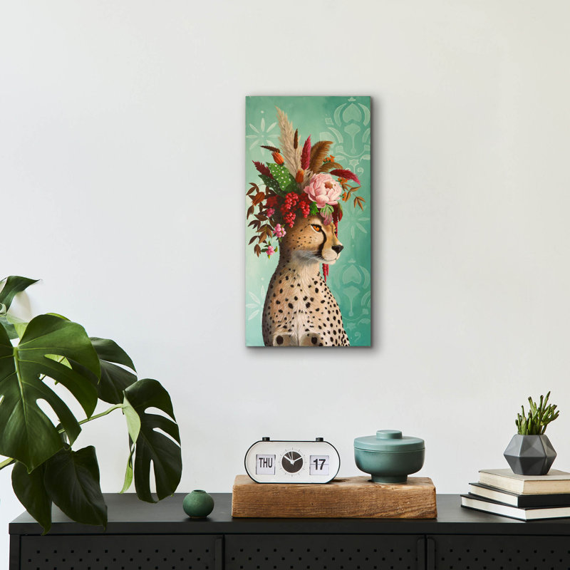  «Cheetah On Seaglass» par Heather Gauthier, art mural en verre acrylique, 12 po x 24 po, H 24 po x l 12 po