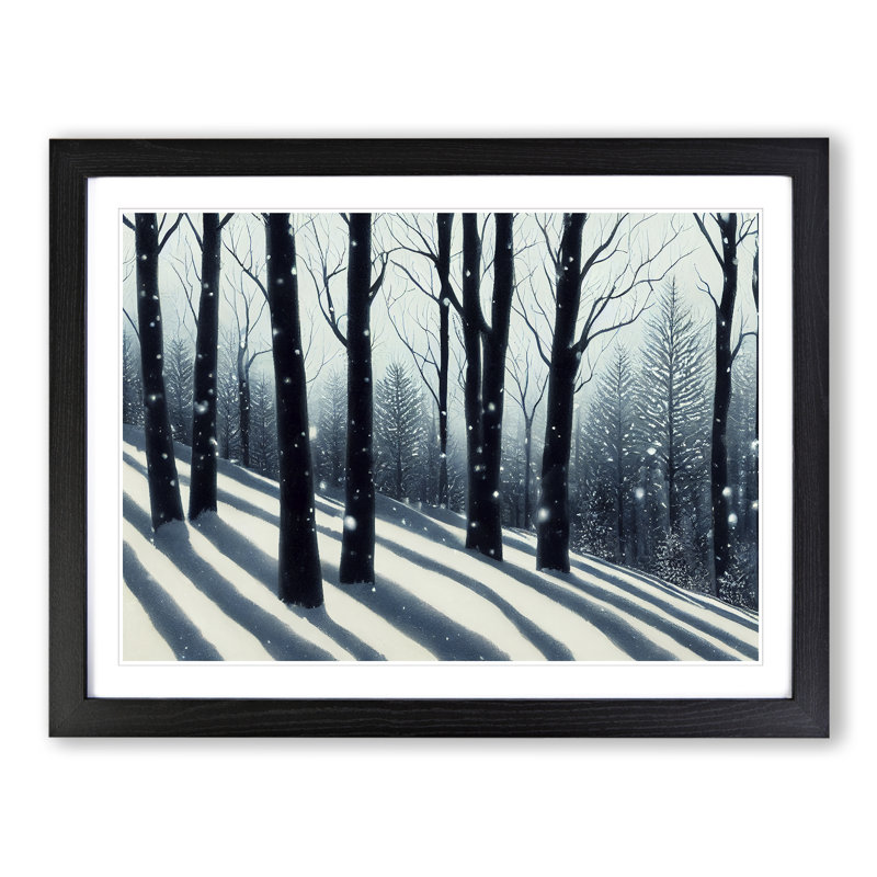 A Bright Winter Forest - Single Picture Frame Print, 25cm H x 34cm W x 2cm D, Black
