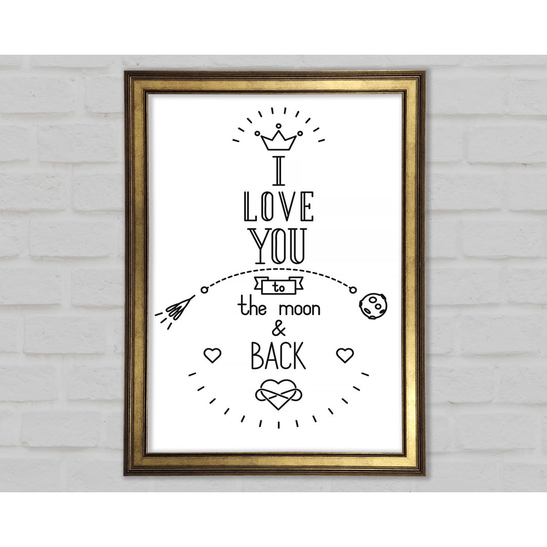 I Love You To The Moon And Back 4 - Einzelner Bilderrahmen Typografie