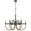 Lustre candélabre 6 lumières avec corde en toile de jute, métal noir, 31 po-125317845-125317842-125317841
