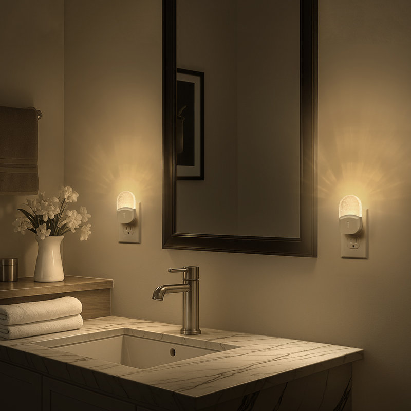 Veilleuse blanche à intensité variable avec décor en acrylique et lumière 3000K