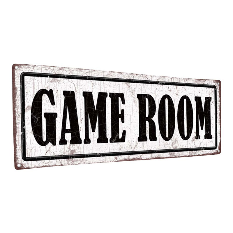 «Distress, Game Room Metal Sign» sur, H 5,75 po x l 15,5 po