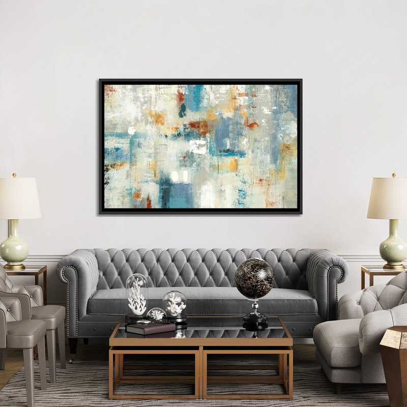 «Layers of Connection», reproduction sur toile, H 40 po x l 60 po x P 1,5 po, Toile avec cadre noir, Pas de tapis