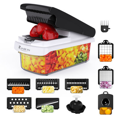 Hachoir à légumes DUCHIFAD - trancheuse à mandoline, hachoir à légumes oignon avec contenant, trancheuse à pommes de terre au concombre, hachoir à salade, gadgets de cuisine 15 en 1, parfait pour les cadeaux de réchauffement de la maison