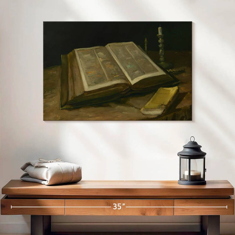 Adella nature morte avec la bible, H 20 po x l 30 po
