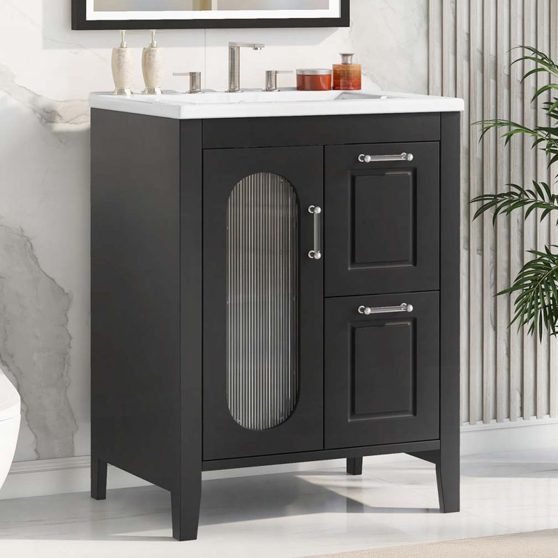 Meuble-lavabo 24 po avec lavabo, Noir