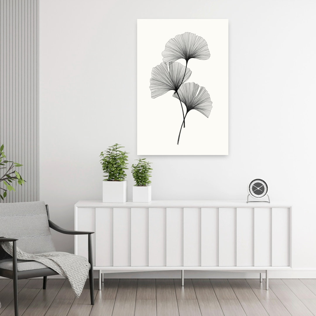 Ginkgo Leaves Contemporary Delicate Elegant Nature Plant Wall Art Print