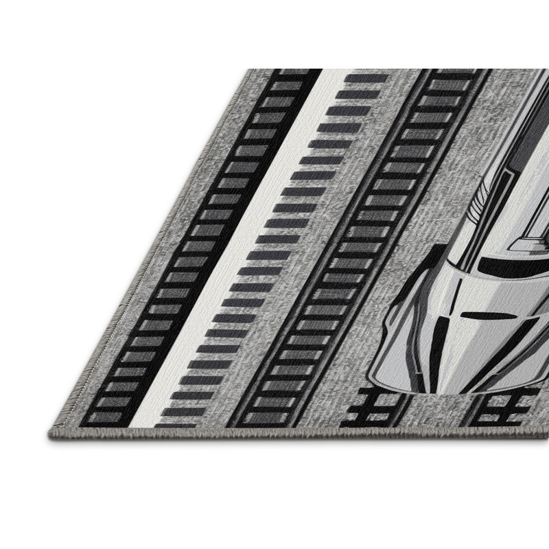 Tapis de transport gris lavable à la machine, Rond 5 pi