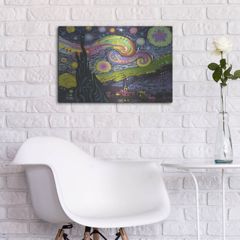 Winston Porter «Starry Night 2» par Dean Russo Studios, art mural en métal, 36 po x 24 po, H 16 po x l 24 po