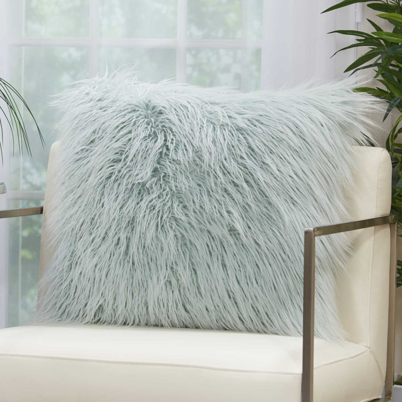  Faux Fur Throw Pillow, Sky Blue
