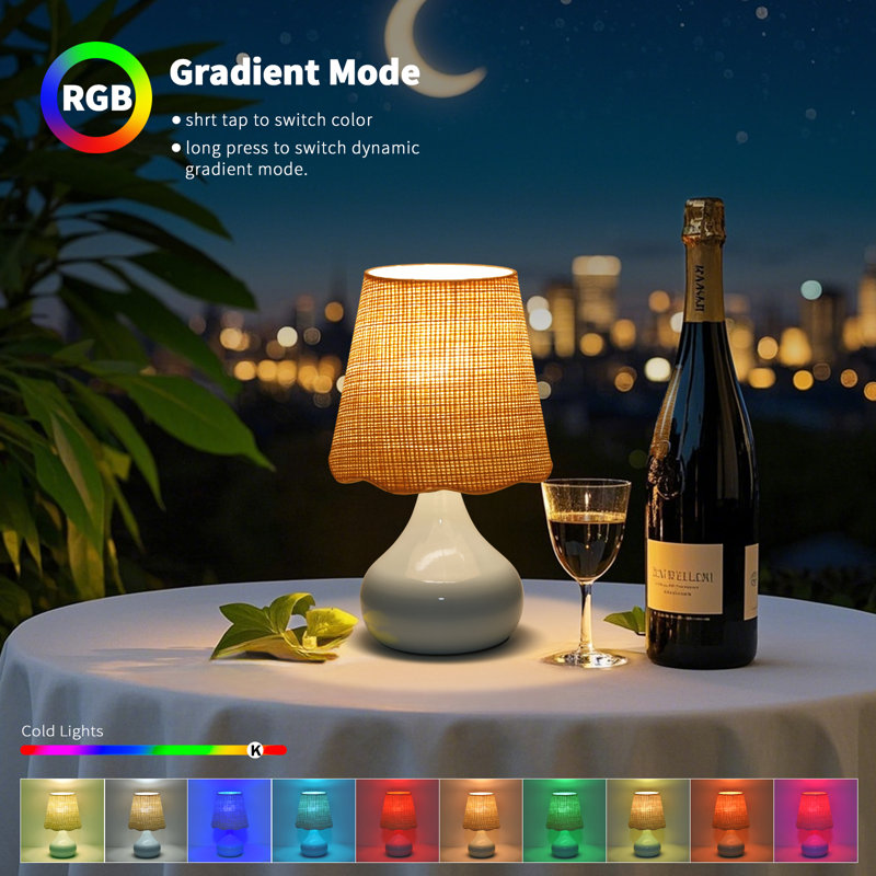 Table Lamp, Metal, Blue, Remote