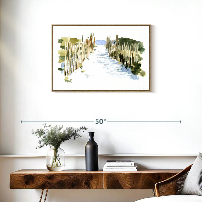 Impressions de plage I, Cadre flottant en bois naturel, 31 po x 21 po