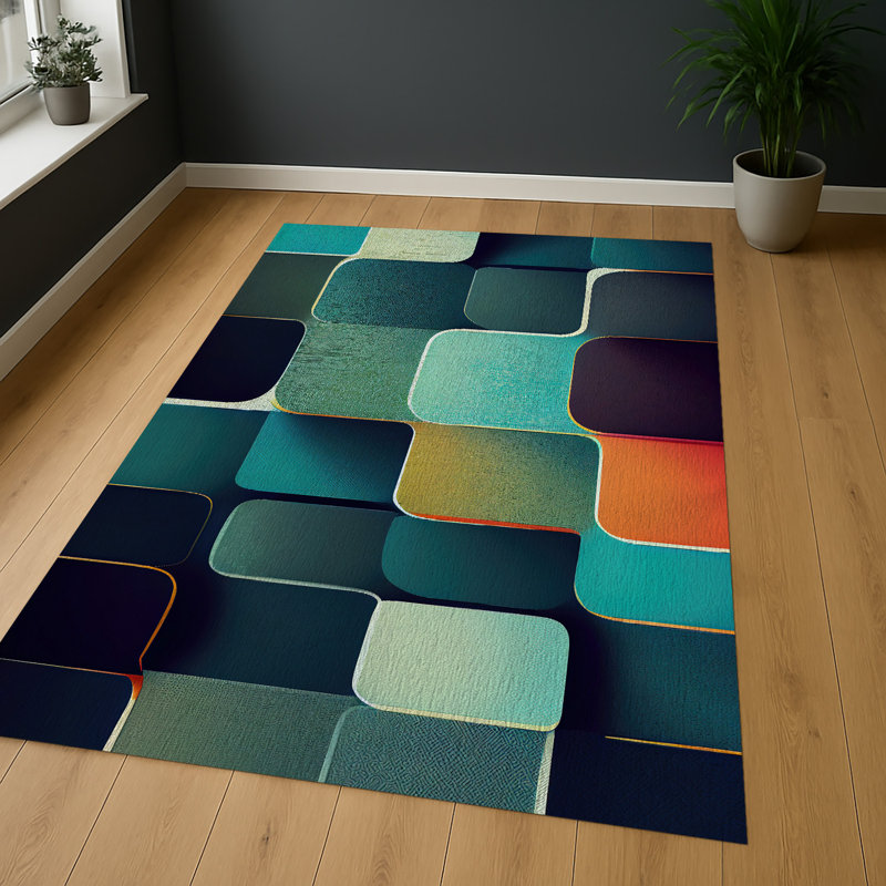 Geometric Area Rug, Rectangle 90 x 150 cm