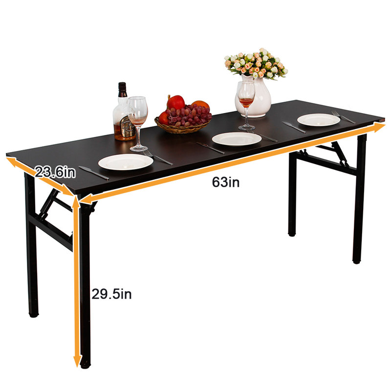 Bureau rectangulaire Rodas, Noir / noir, H 29,5 po x l 63 po x P 23,6 po