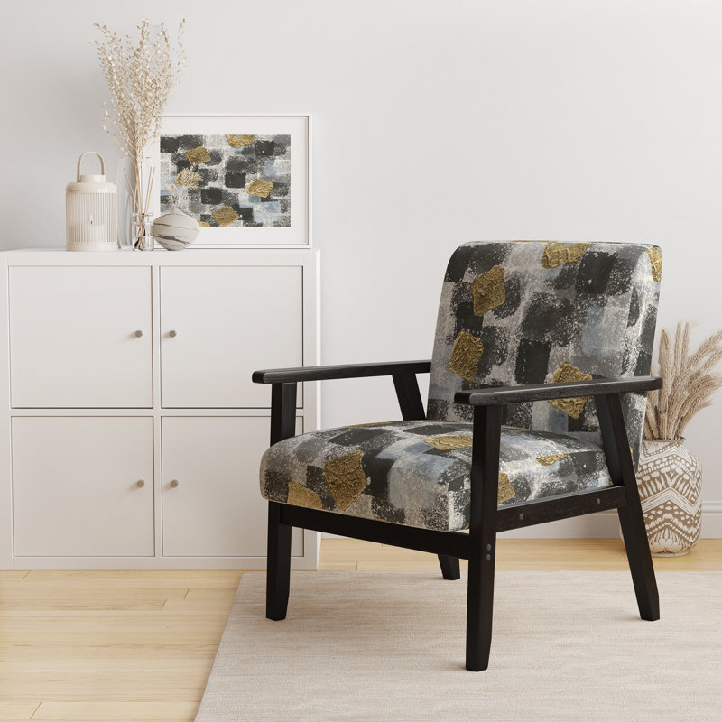 Geodis - Gold Glamour Squares I - Fauteuil d'appoint rembourré en velours moderne