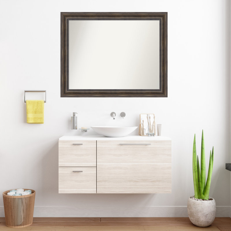 Miroir mural en bois massif Bostynn, Rectangle, H 31,5 po x l 39,5 po