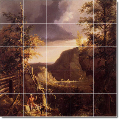 21.25" x 21.25" Ceramic Painting Decorative Mural Tile 4.25" x 4.25"