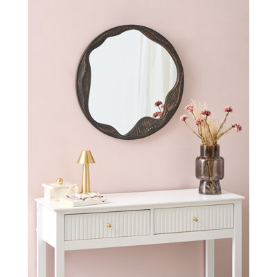 Solid Wood Round Leaning Mirror