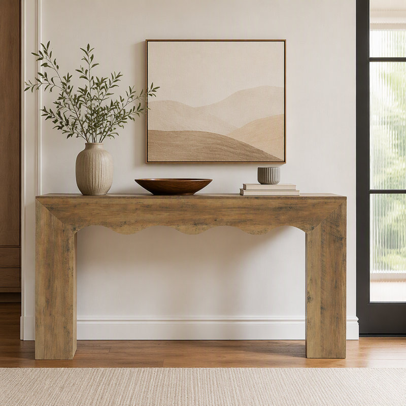 Console de 63 po, canapé d'entrée en bois avec rangement