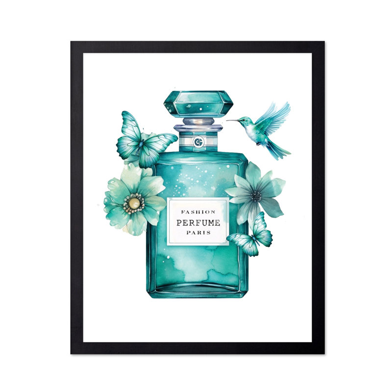 Parfum tendance bleu turquoise, Black Framed, Poster, 11"H x 14"W