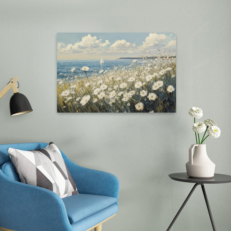 Art contemporain, impression de marguerite, H 16 po x l 24 po