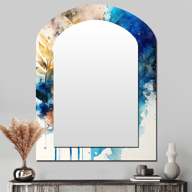 Portrait de tigre avec fleurs II - miroir mural chic et luxueux, 43 po x 33 po
