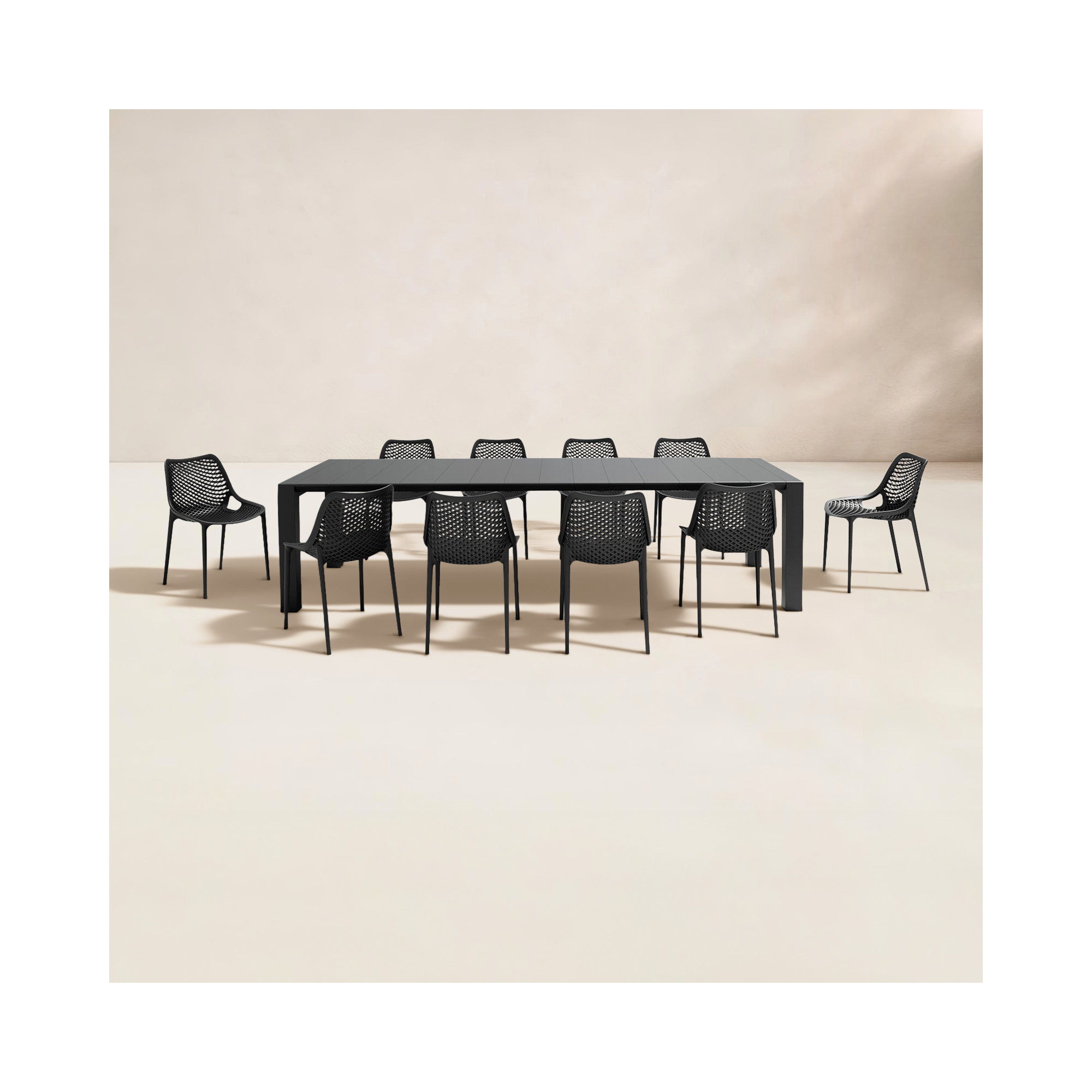Farrah 11-Piece Extendable Patio Dining Set, Black