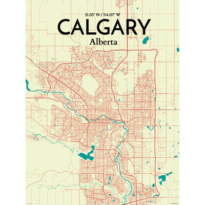 « calgary city map », reproduction d’impression sur affiche en couleur