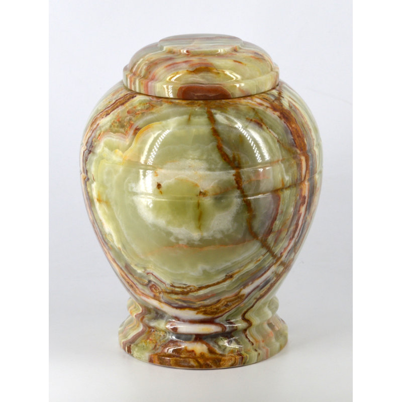 Shaw Handmade Stoneware Decorative Urns & Jars, Whirl Green Onyx, 6" H x 4" W x 4" D