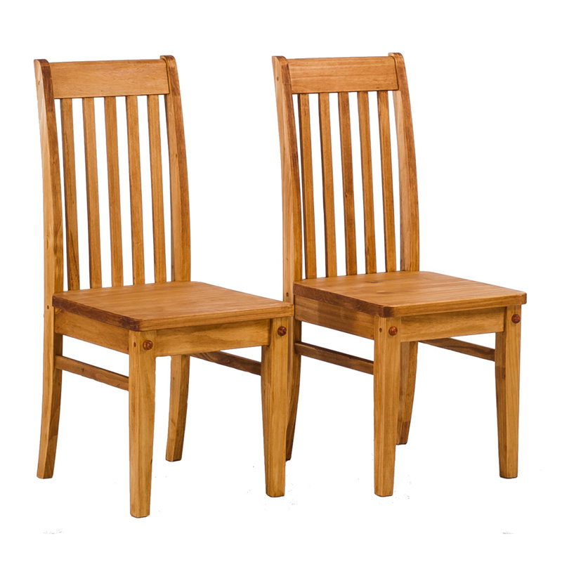 Chaise d'appoint à dossier en lattes en bois massif, Miel Rio