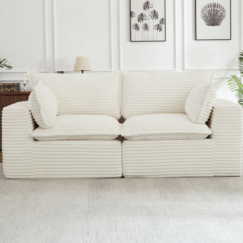 Causeuse, canapé modulaire désossé pour le salon, canapé modulaire moderne surdimensionné, Blanc blanc