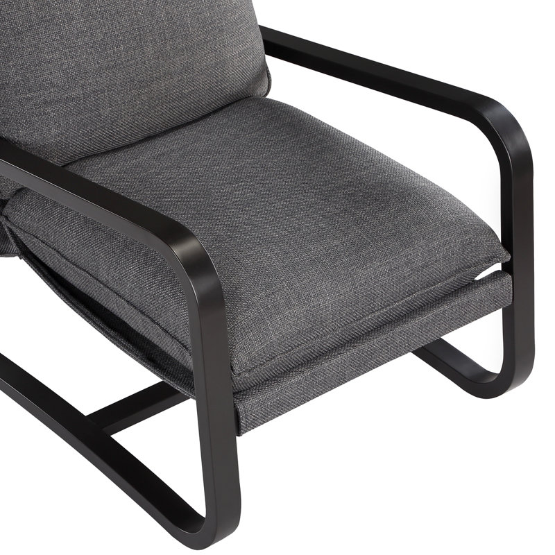 Blaire Sling Chair Upholstered In  Fabric With Metal Frame, Gray