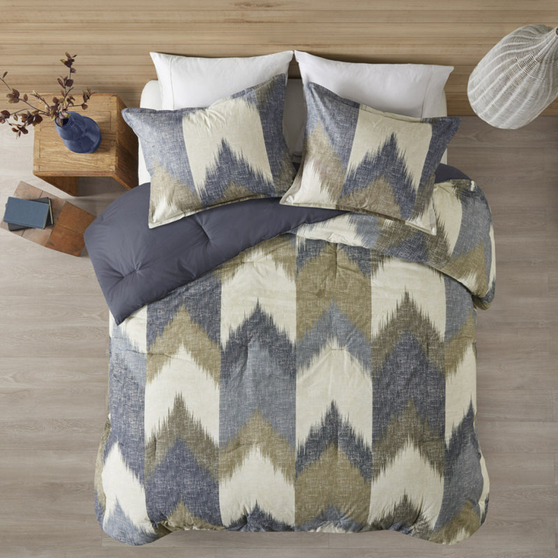 Ensemble d'édredon pour lit double / grand 3 pièces, Édredon pour grand lit + 2 taies décoratives, Marine