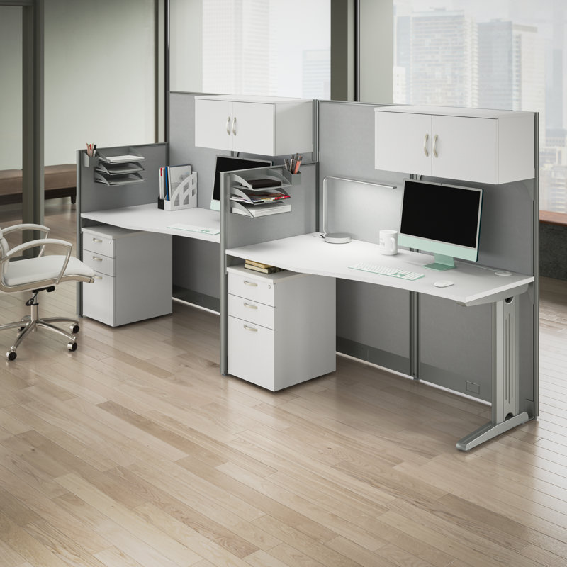 Bureau en une heure avec rangement, Blanc pur