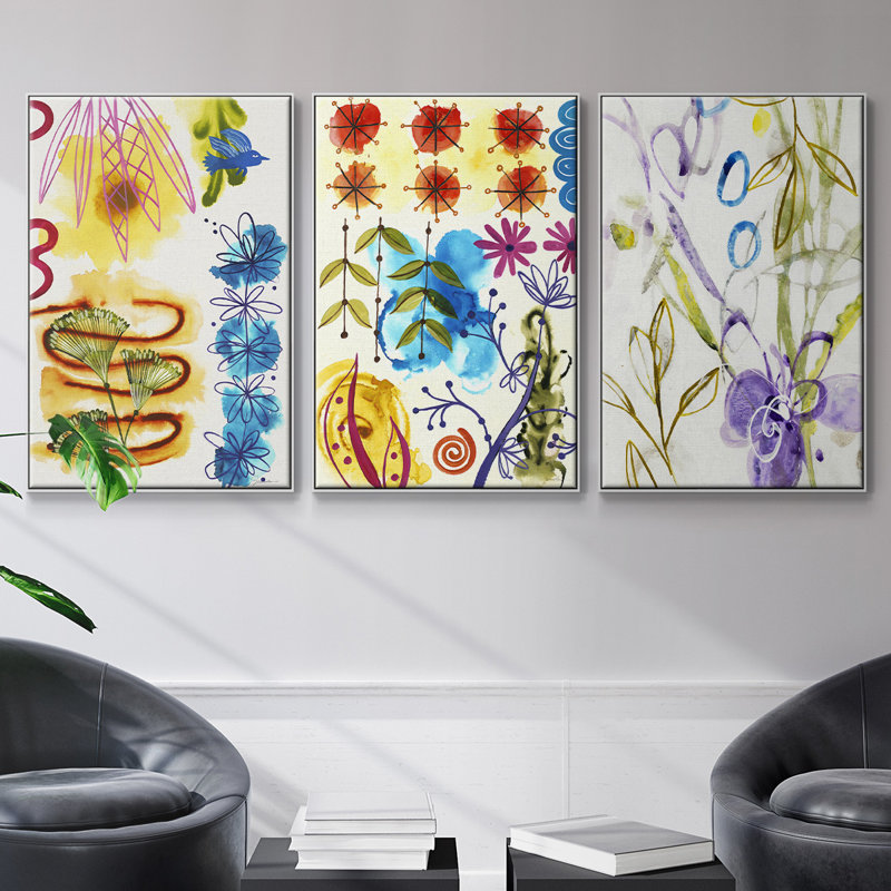 «On A Whim II», reproduction sur toile 3 pièces, H 36 po x l 72 po x P 2 po, Blanc