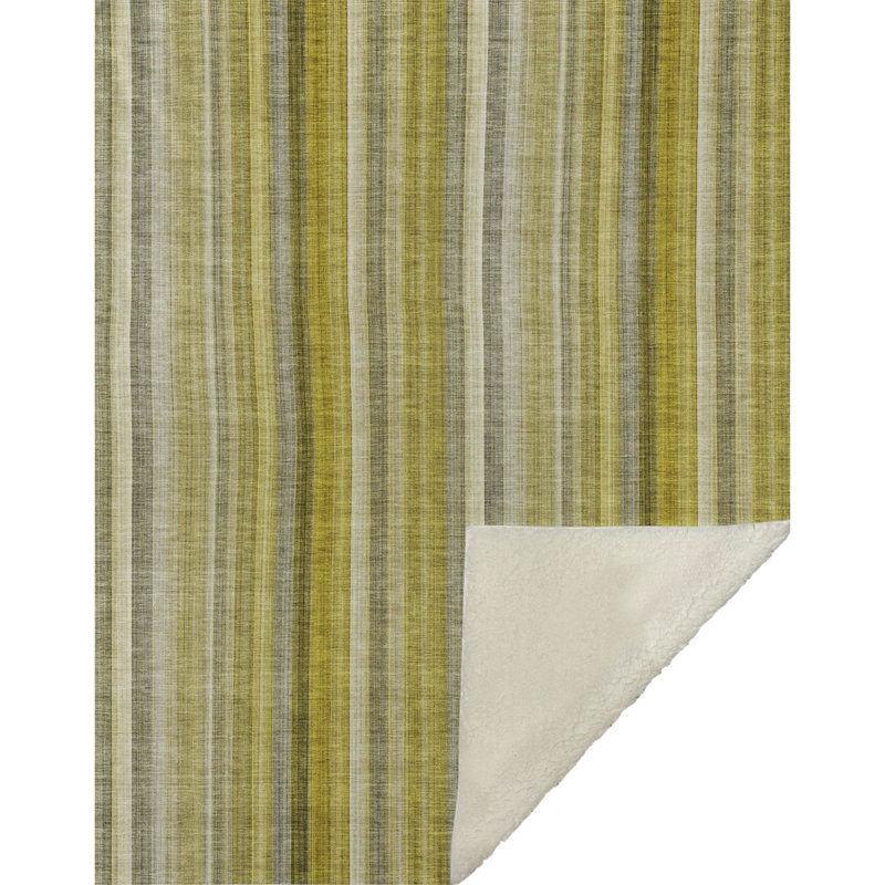 Addison Machine Washable Sherpa Striped Throw Blanket, Gold