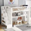 Lit mezzanine simple avec bureau mobile, tablette de rangement et escalier - Lit superposé en bois pour enfants, espresso-494427495-494427514