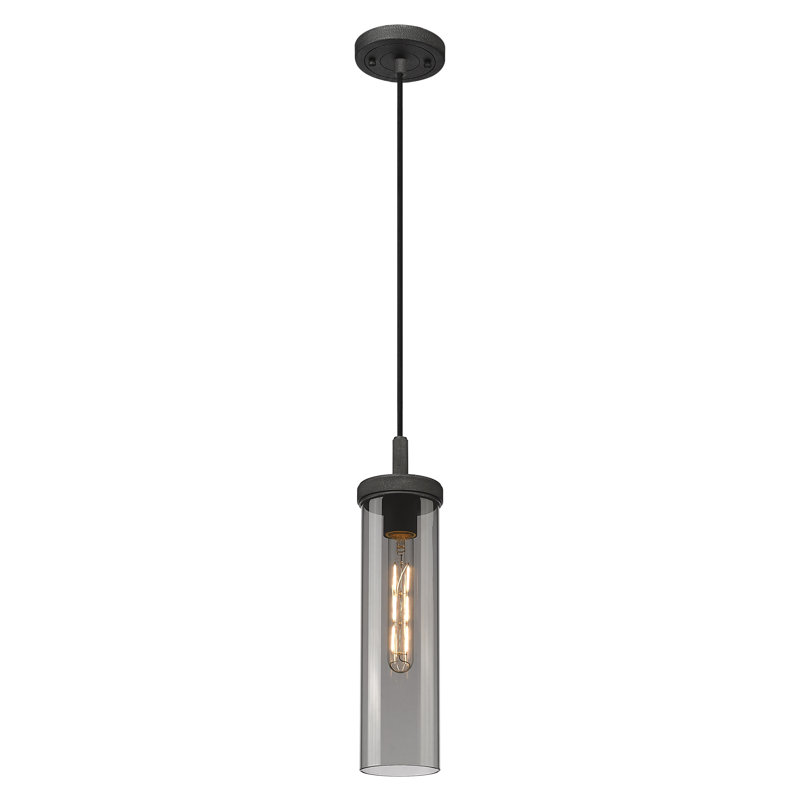 Downtown Urban - Nelms - 1 Light 4" Cord Hung Pendant, Weathered Zinc, Light Smoke