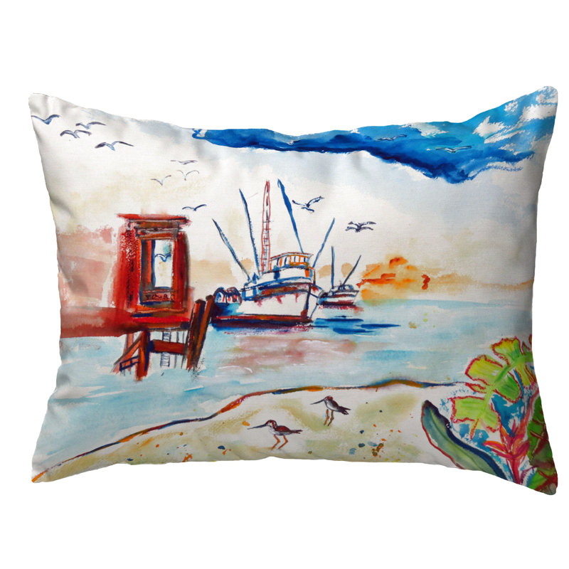 Coussin décoratif intérieur / extérieur Dock and Shrimp Boat, H 11 po x l 14 po x P 5 po