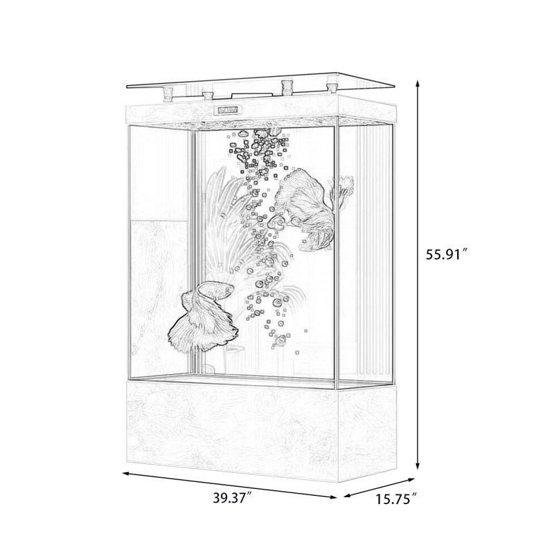 Aquarium moderne 140-150 gallons en acrylique Eco, 39.37, Blanc cassé / blanc