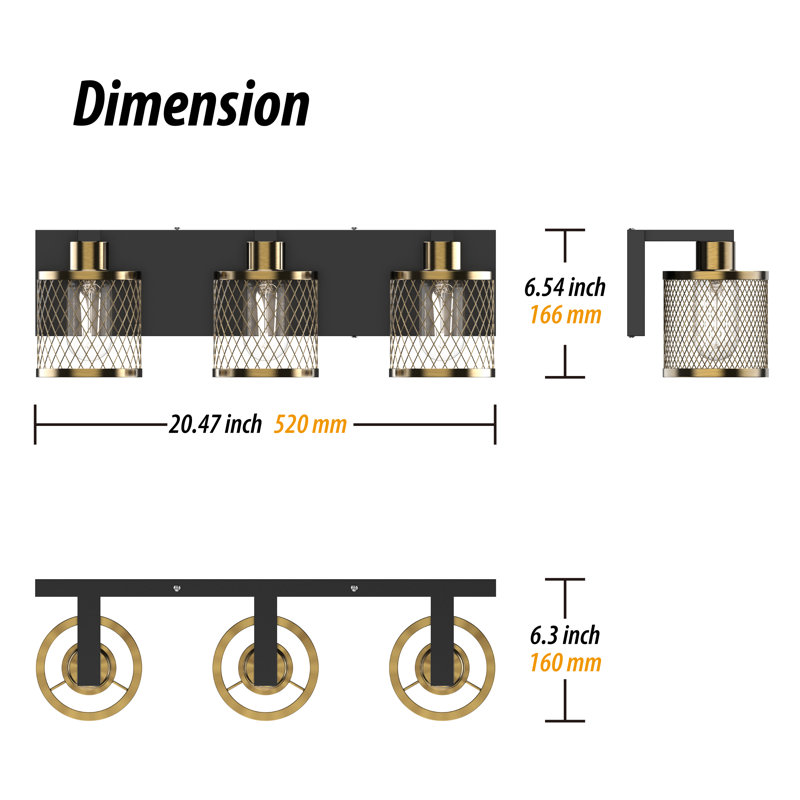 Koch Dimmable Vanity Light Over Mirror, Brushed Bronze